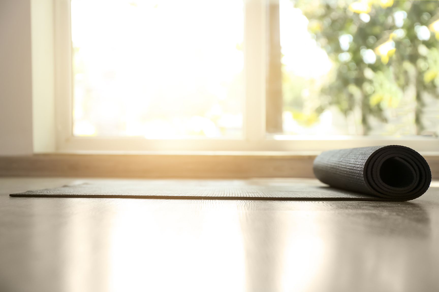 Yoga Mat on Floor Indoors