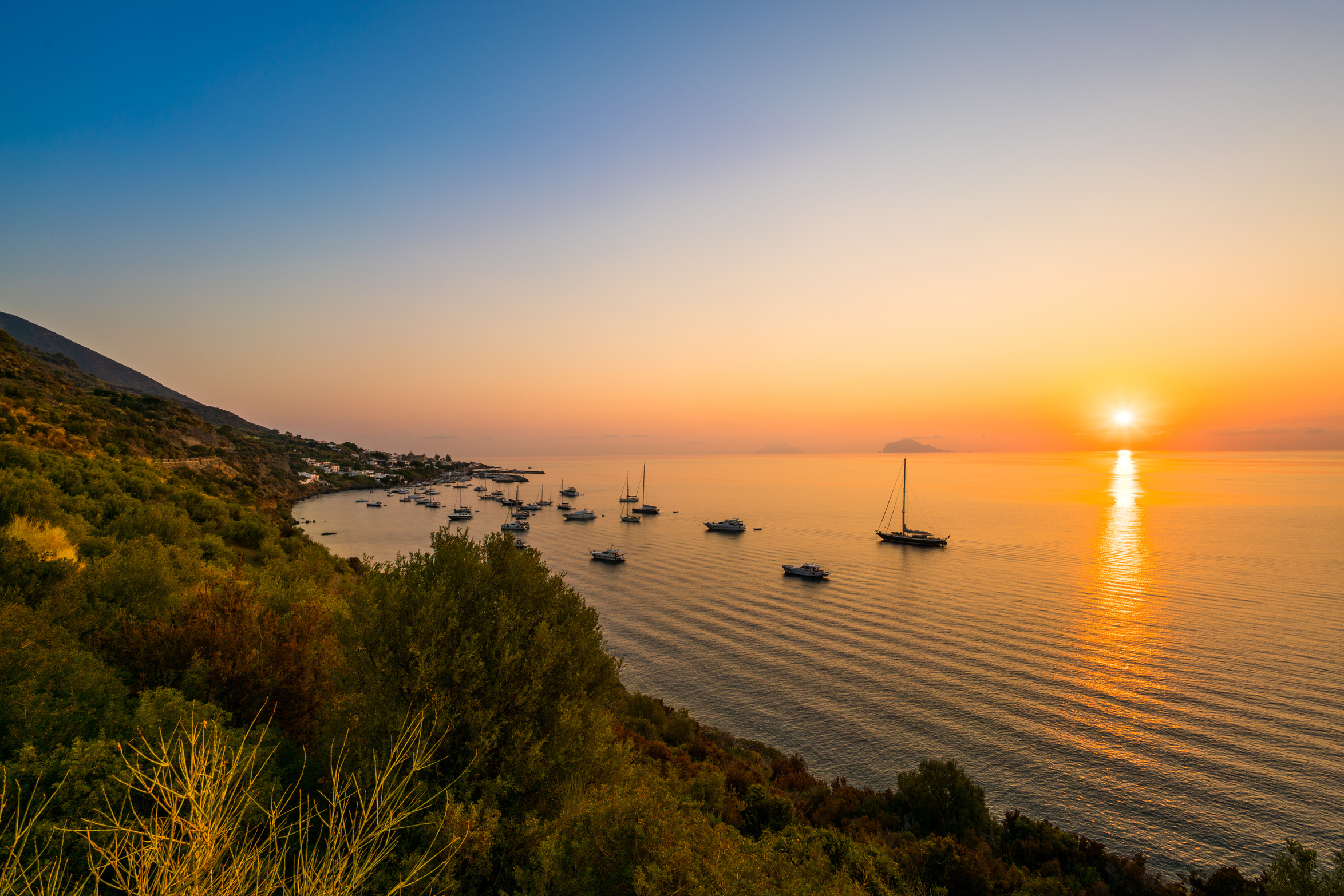 Aeolian Island with Sunset, Sicily, Italy